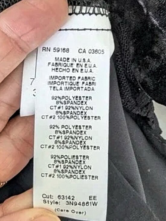 Karen Kane 2X BLACK Crushed Velvet Top with Lace Chiffon Hem - Picture 7 of 8